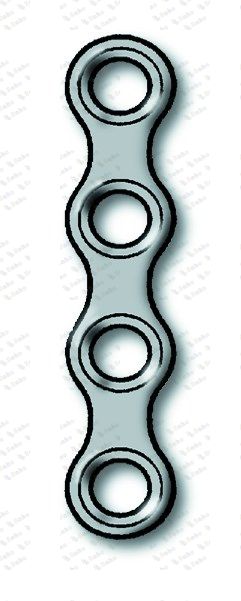 LevelOne Fixation, Champy plate, 2.0 mm, plate profile 1.0 mm, 4-hole, straight, pack of 5 25-350-04-09