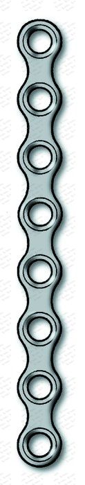 LevelOne Fixation, Champy plate, 2.0 mm, plate profile 1.0 mm, 8-hole, straight, pack of 5 25-350-08-09