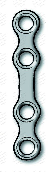 LevelOne Fixation, Champy plate, 2.0 mm, plate profile 1.0 mm, 4-hole, straight, short 25-351-04-91