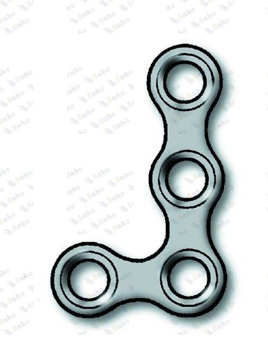 LevelOne Fixation, Champy plate, 2.0 mm, plate profile 1.0 mm, 4-hole, L-shaped, left 25-366-04-91
