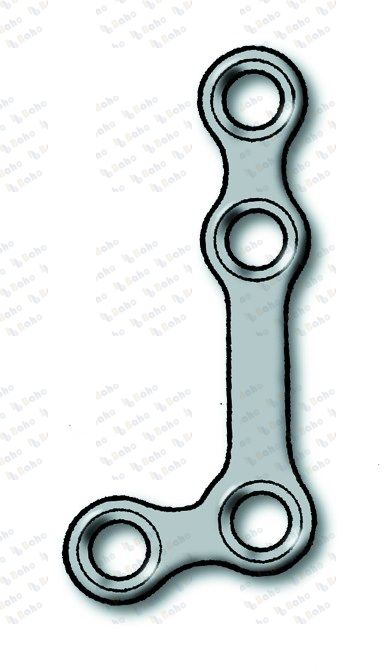 LevelOne Fixation, Champy plate, 2.0 mm, plate profile 1.0 mm, 4-hole, L-shaped, 100°, left, long 25-377-04-91