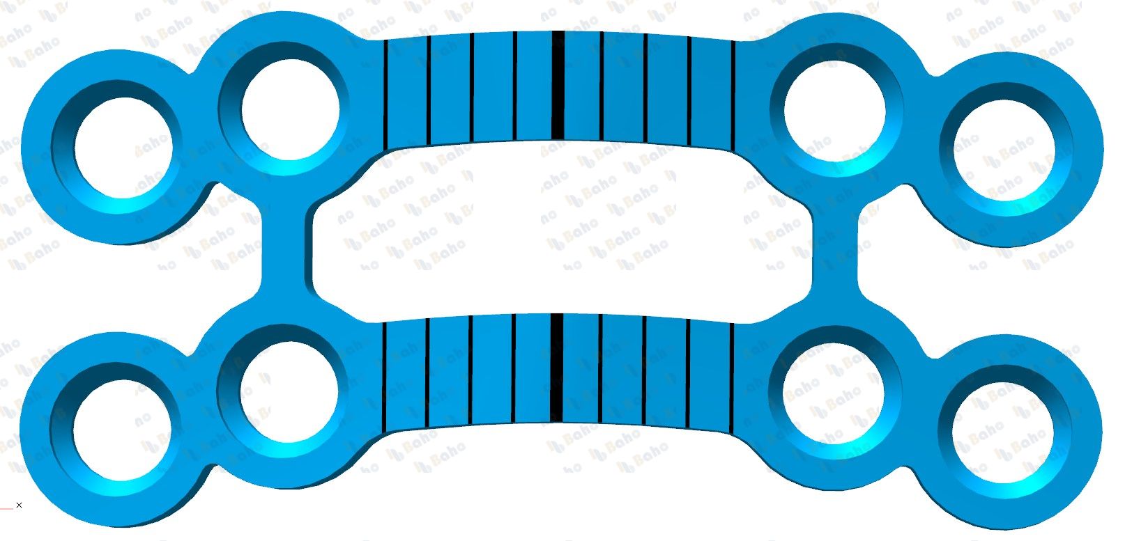 LevelOne Fixation, Rigid Blue Plate, 2.0 mm, plate profile 1.0 mm, 4-hole, double, medium, sterile 50-330-09-71