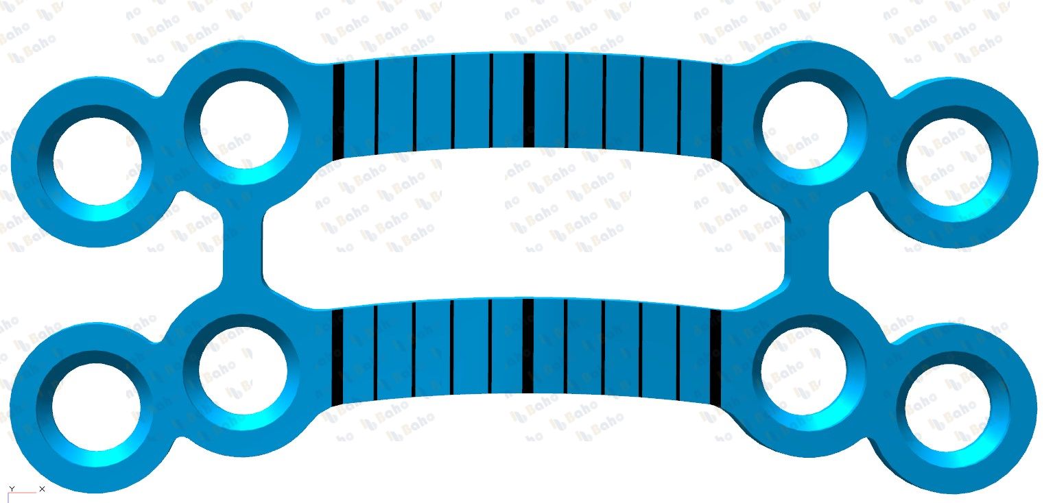LevelOne Fixation, Rigid Blue Plate, 2.0 mm, plate profile 1.0 mm, 4-hole, double, long, sterile 50-330-10-71