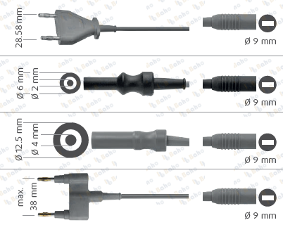 Bipolar connecting cables with European flat pluge